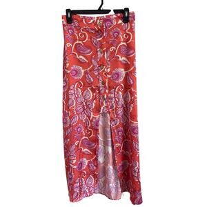 Mallory The Label Azira Boho Paisley Print Button Front Midi Skirt